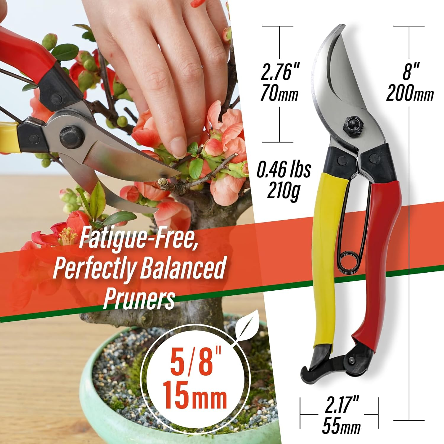SUIZAN Bypass Pruning Shears 200Mm - Professional Japanese Hand Pruners Garden Scissors Gardening Tools image number 4