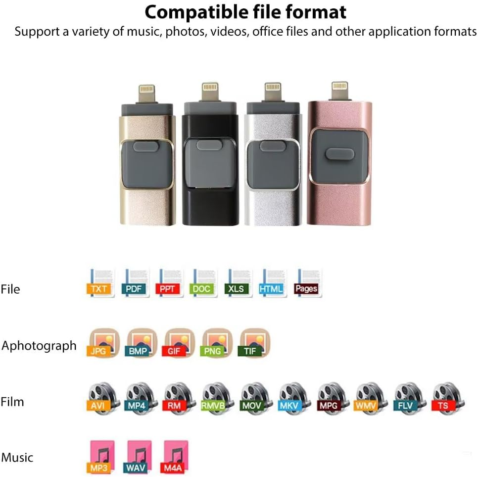 64GB USB 3.0 Flash Pen Drive Thumb U Disk Memory Stick Storage for Iphone Ipad PC Iphone 6 7 8 11 Pro X XS 12 13 14 for IOS8 or Above,Windows Xp,Windows 7/8/10,Window Osx,Linux.Mac (Silver)