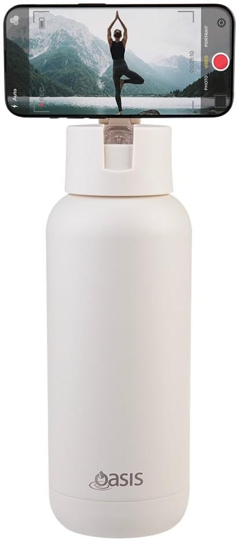 Oasis Mag-Grip Ceramic Lined Stainless Steel Triple Wall Insulated 'Moda' Drink Bottle 1 Litre - Alabaster