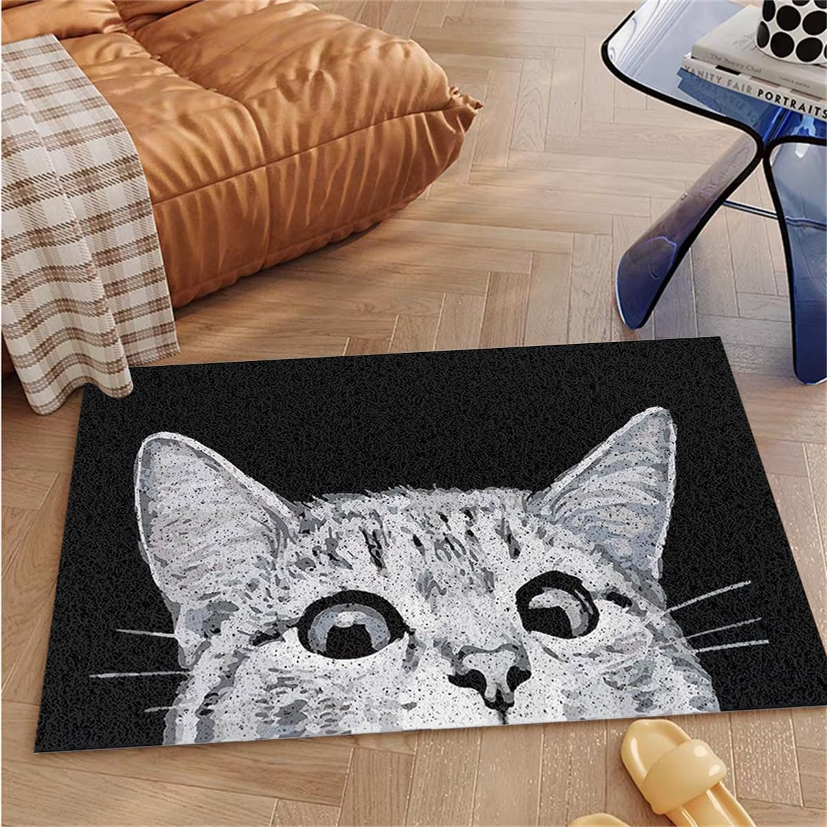 Cat Front Door Mat Outdoor Mud Absorbent, 45&times;75Cm Welcome Mat for Indoor & Outdoor, Doormat Entrance Mat Rug outside Patio/Inside Entry Way, Anti-Slip Mats Rubber Backing, Durable & Washable (B) image number 6