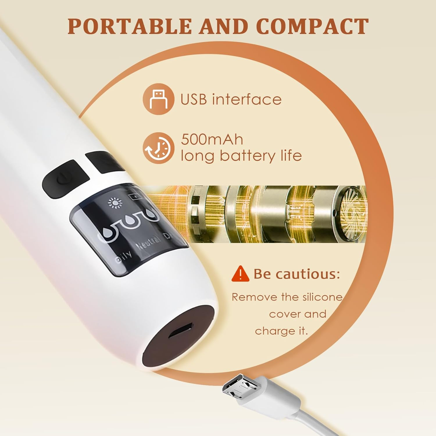 Blackhead Remover Vacuum - Powerful Pore Vacuum for Cleansing, Blackhead Extractor with 3 Adjustable Suction Levels, 4 Blackhead Removal Tools, USB Rechargeable，Suitable for Women and Men image number 4