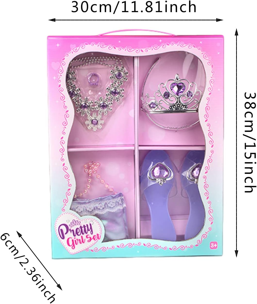 Toddler Princess Dress up Set,Princess Jewelry Boutique Dress up and Shoe Crowns - Tiara Crown Earrings Necklaces Role Play Shoes Set Jmedic - Blue image number 6