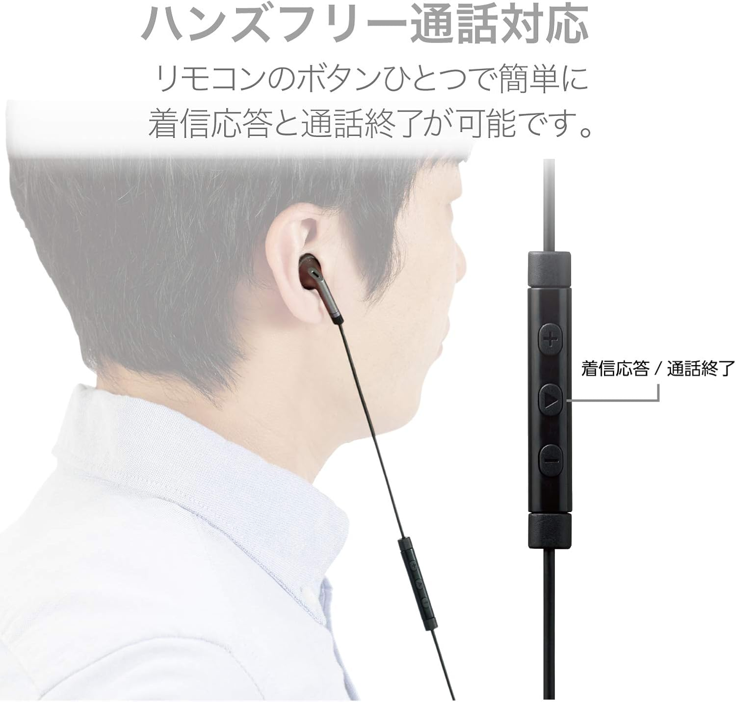 Elecom EHP-LFS10IMBK Stereo Earphones, Semi-Open Type, Lightning Lightning with Microphone, Fast Music, 0.5 Inch (13.6 Mm), Heavy Duty Cable, Black, 3.9 Ft (1.2 M) - Green image number 6