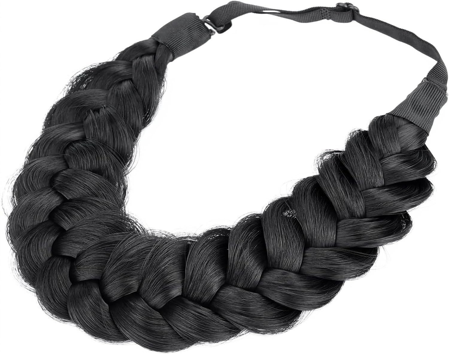 Gledola Messy Synthetic Hair Braided Headband Classic Chunky Wide Braided Headband (Black) image number 2