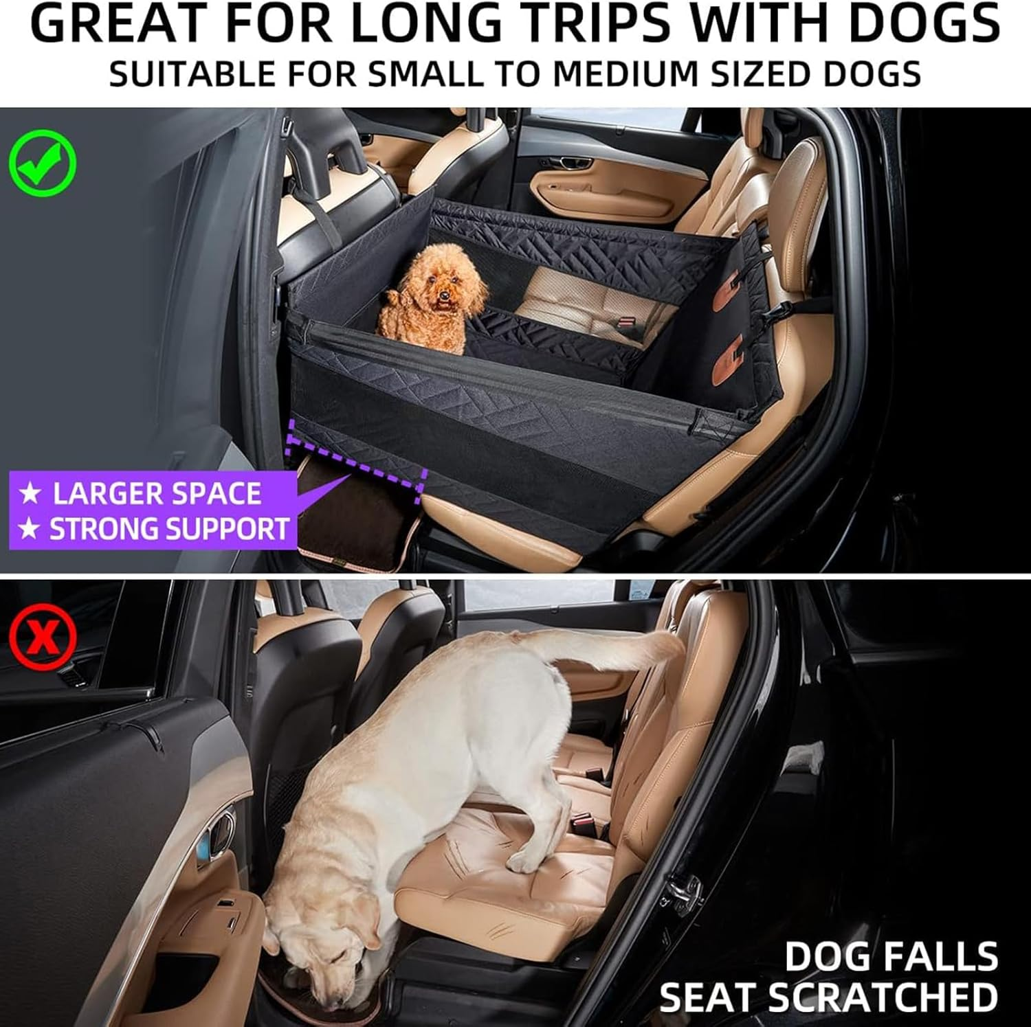 Dog Car Seat for Large Dogs Back Seat Extender Cover Pet Car Seat SUV Truck Medium Small Dogs image number 5
