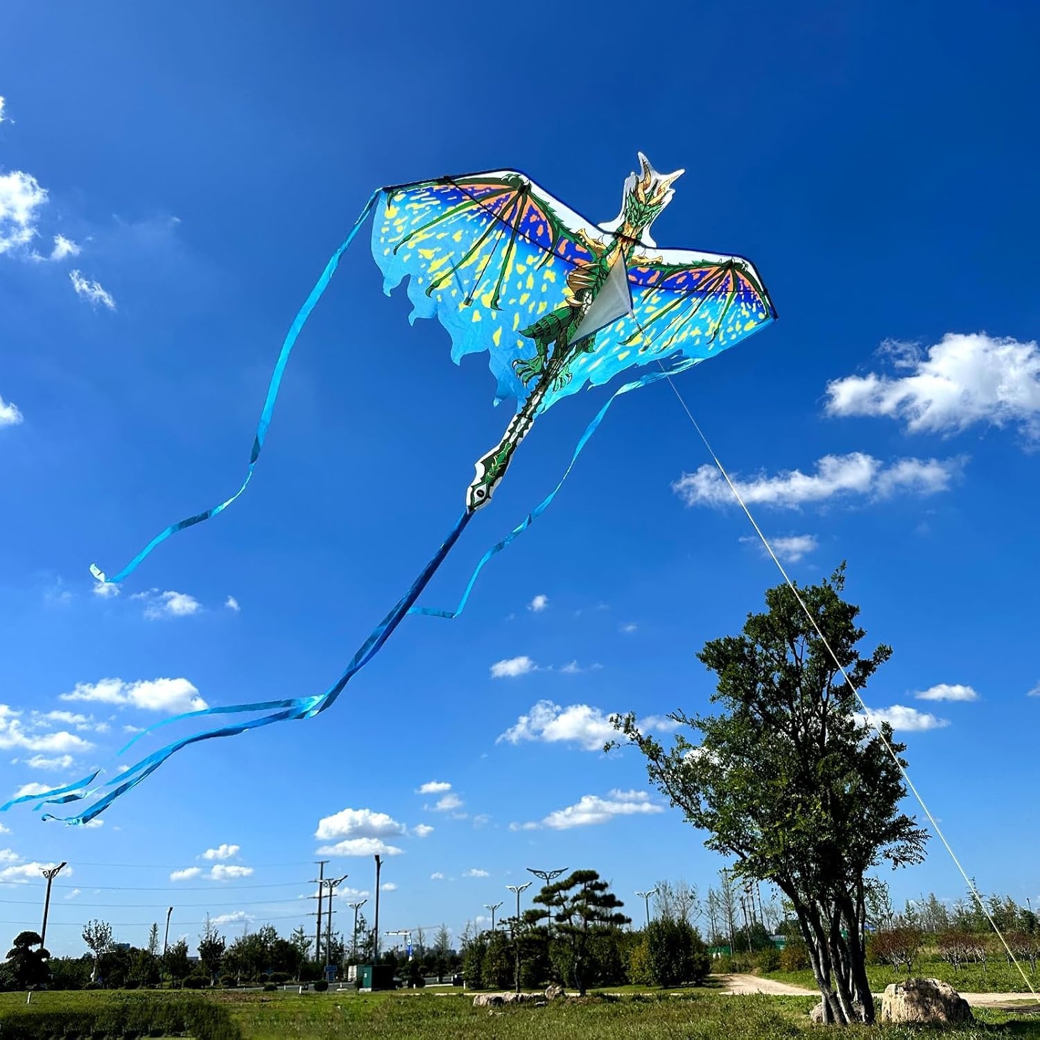 Mint'S Colorful Life Dragon Kite for Kids & Adults - Easy to Fly for Beginners, Large Single Line for Beach Trip with 300Ft String image number 5