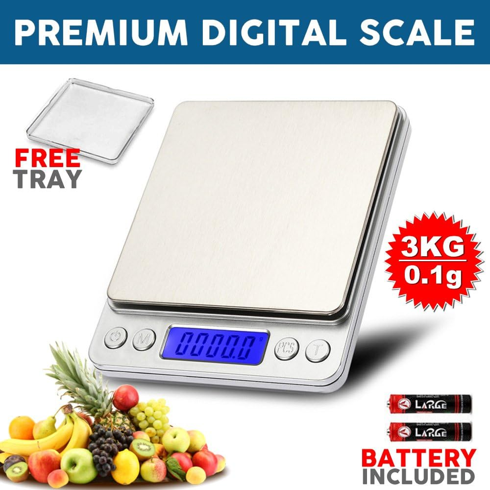 Digital LCD Electronic Scale Kitchen Food Balance Weight Postal Scales 3Kg (0.1G) / 500G (0.01G) (3Kg) image number 6