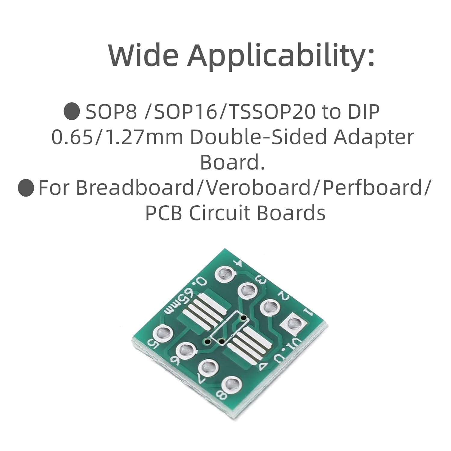 30 Pcs (SOP8/SOP16/TSSOP20) to DIP Adapter Board Set 0.65/1.27Mm Dual-Sided Converter for Breadboard/Veroboard/Perfboard/Pcb Circuit Boards image number 1