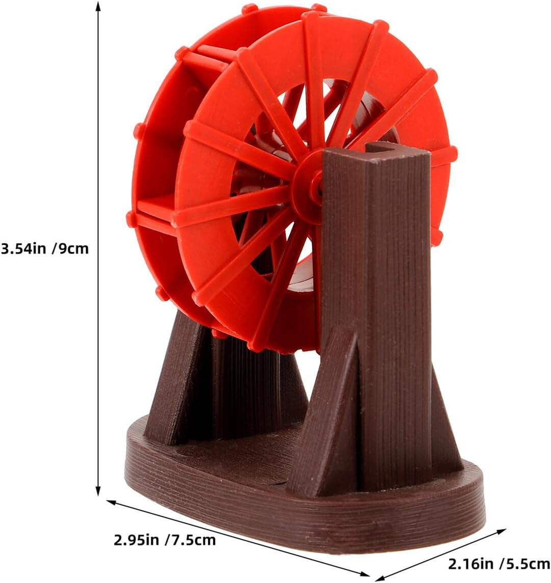 2Pcs Miniature Waterwheel Ornament Small Red Aquarium Decor Fish Tank Water Mill for DIY Zen Garden Fountain Indoor Landscape with Air Circulation and Versatile Integration image number 4