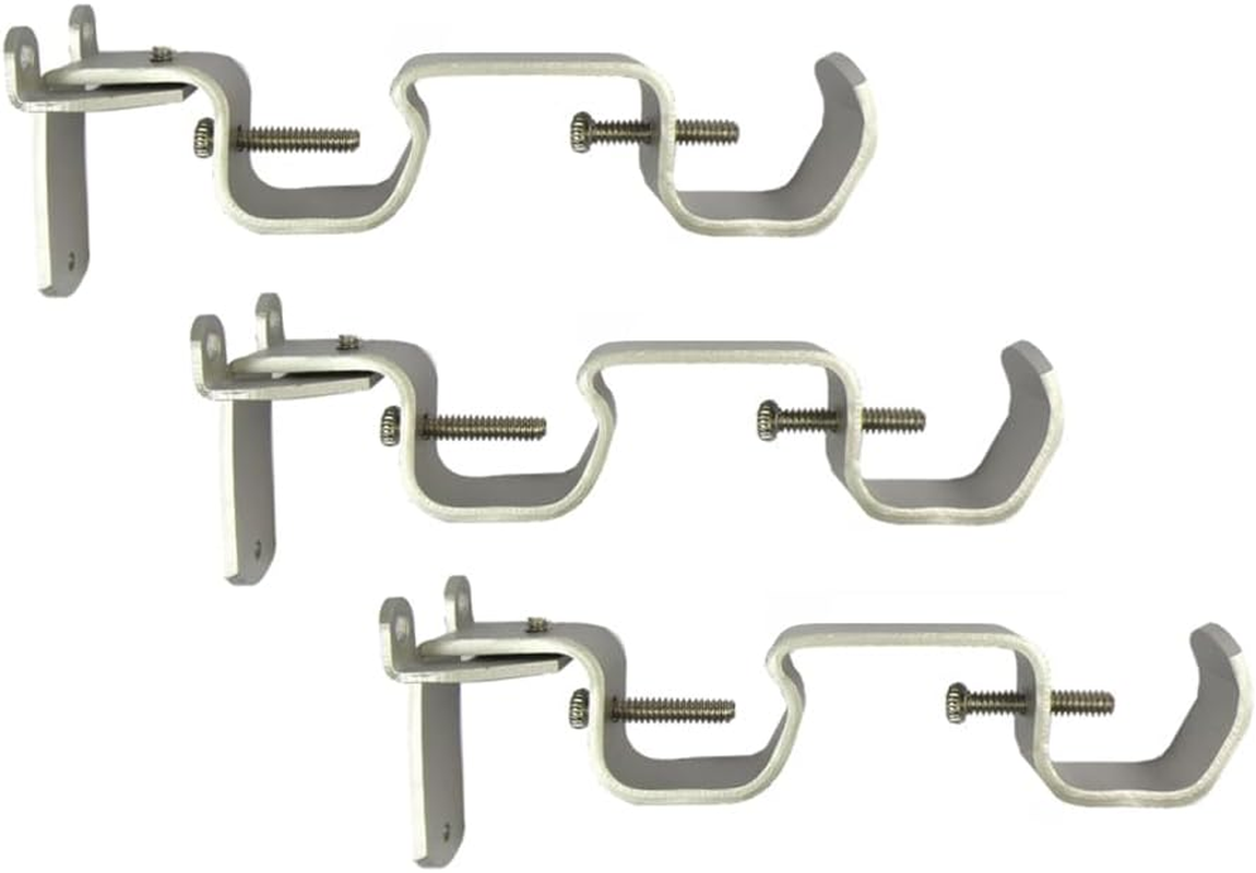 Satorihome Double Rod Curtain Brackets, Set of 3 &ndash; Golden Brass Finish, Heavy-Duty Steel, No-Drill Option with Anchors & Hardware image number 4