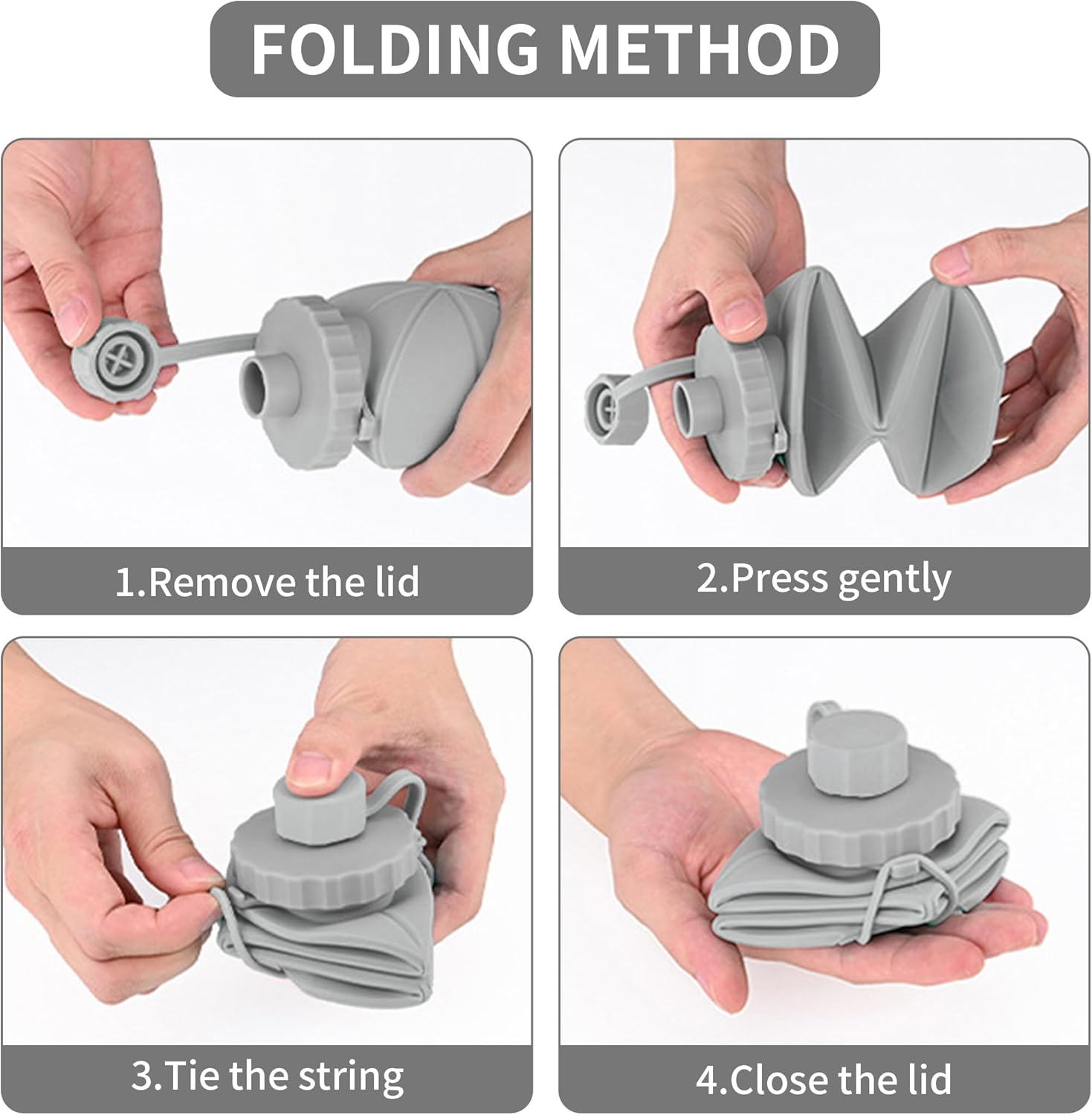 Collapsible Water Bottle 20.3 Oz, Leak Proof Lid Reusable, Bpa-Free Silicone Collapsible Travel Water Bottle for Hiking, Outdoor Sports, Gym, Camping image number 3