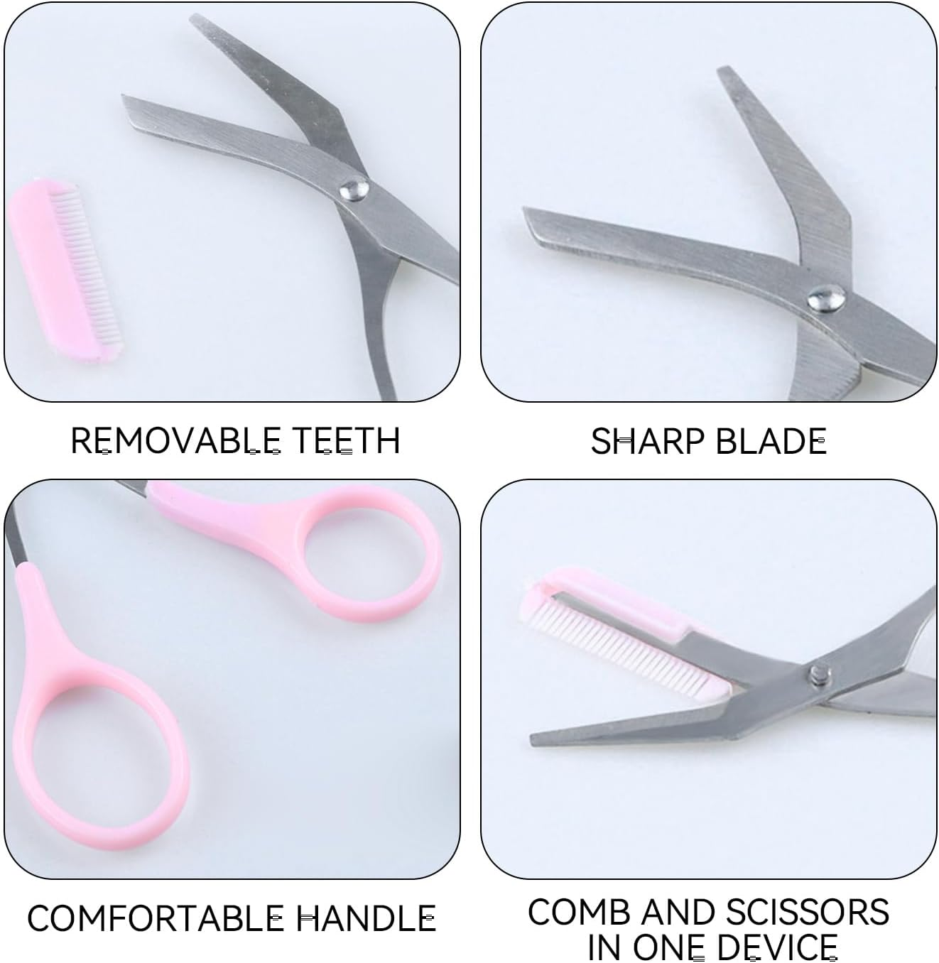 1 Eyebrow Throttle Device, 1 Eyebrow Trimmer Knife and 1 Eyebrow Trimmer Scissors, Eyebrow Stencil Set, Eyebrow Shape Design Tool, Suitable for Beauty and Care (Pink, Black) image number 5