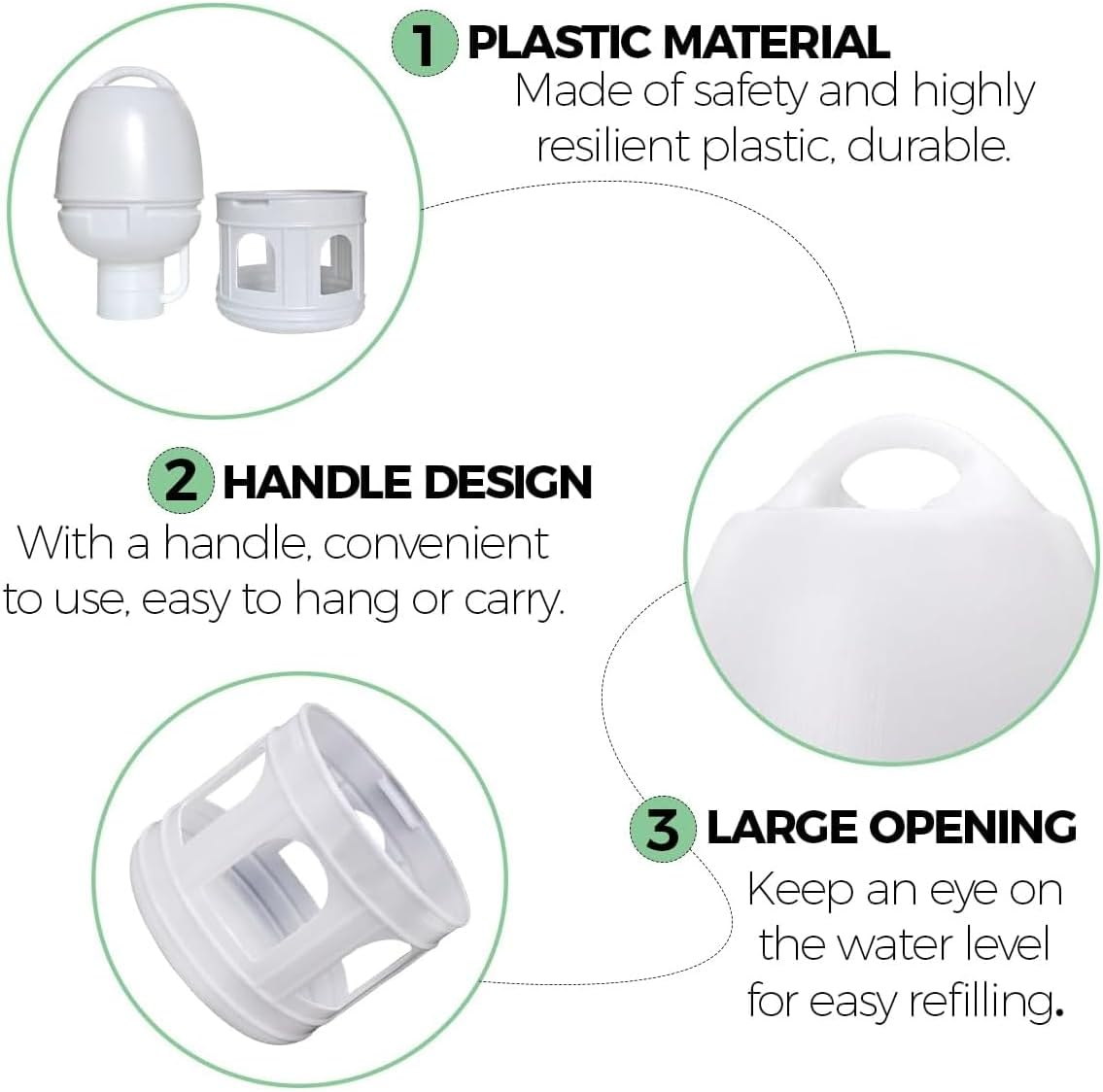 Jade Deals 3L Pigeon Drinker - 11.41&times;6.69In White Plastic Bird Water Dispenser, Automatic Hydration, Multiple Arched Ports, Portable Handle, for Pigeons/Small Birds image number 4