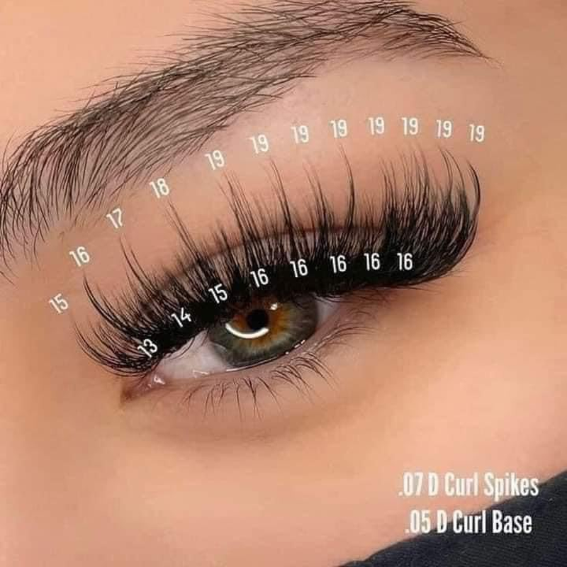 Promade Wet Narrow Fans | Premade Spikes | 5D Spike Flat Base for Wispy, Wet Mascara Lash, Anime Lash Extensions | for Professional Lash Extension | Handmade in Vietnam | Pinneacle Lash | Mix 8 Sizes in 1 | 0.07 (D Curl) image number 4