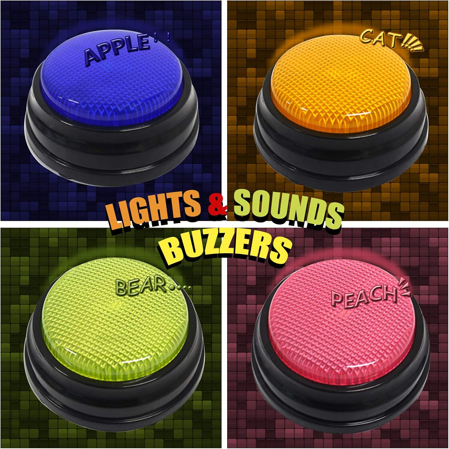 Recordable Talking Button with Led Function Learning Buzzers, Recordable Sound Button, Answer Buzzer Button, Sound Button, Recording Sound Button Blue - Blue image number 4