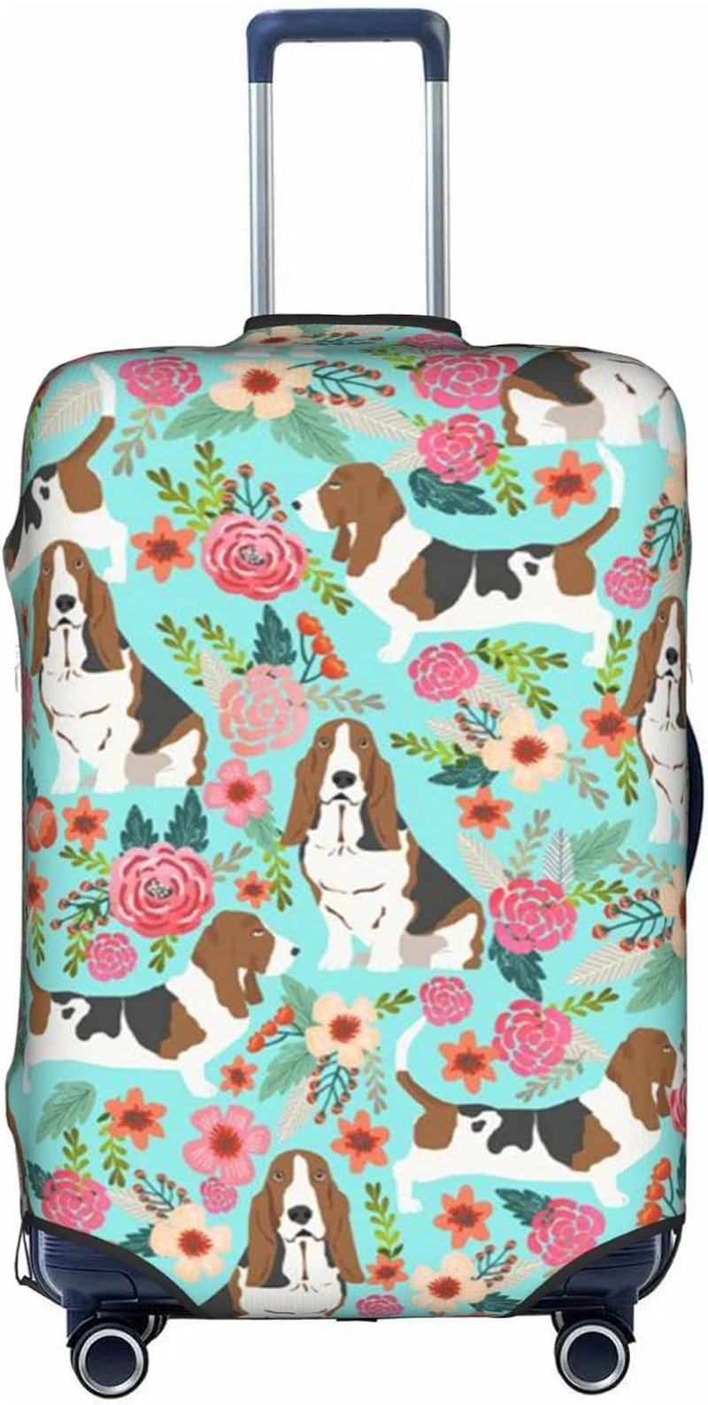Sweet Basset Hound Florals Luggage Cover Anti-Scratch Suitcase Protector Fits 18-32 Inch Luggage image number 4