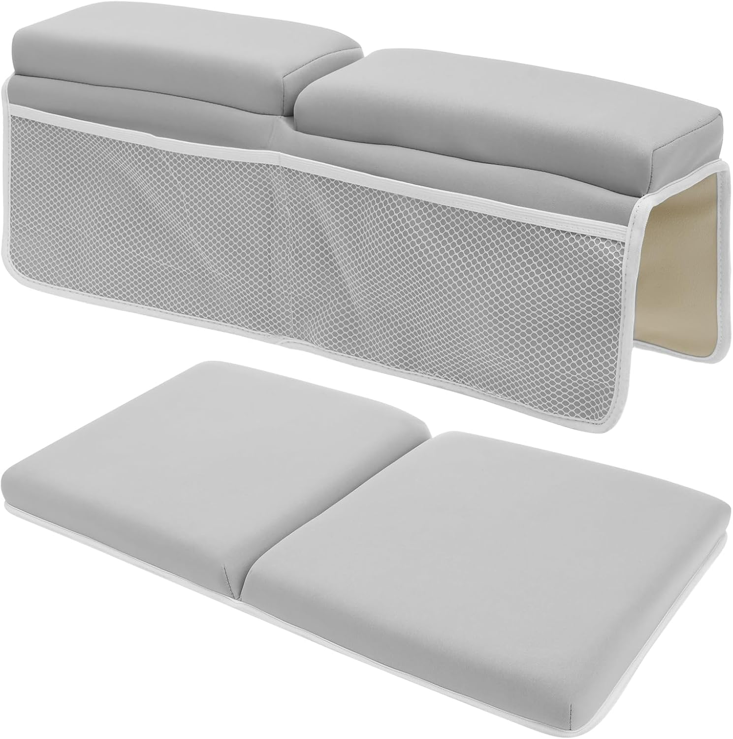 Bath Kneeler Set, Foldable Non Slip Bath Elbow Rest Pad, Comfortable Non-Slip Kneeling Mat Cushion, with Toys Organizer, Foldable Foam Mat, for Baby Bathing Time image number 4