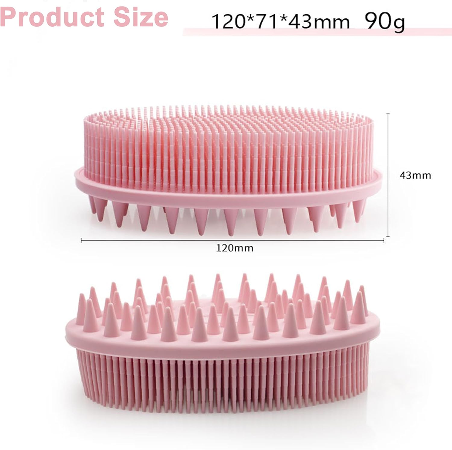 Silicone Body Scrubber, 2PCS Soft Shower Brush, Silicone Loofah with Hook, Bath and Shampoo Massage Hair Brush, Wet and Dry Body Brush for Kids, Women, Men, Adult, Pets image number 1