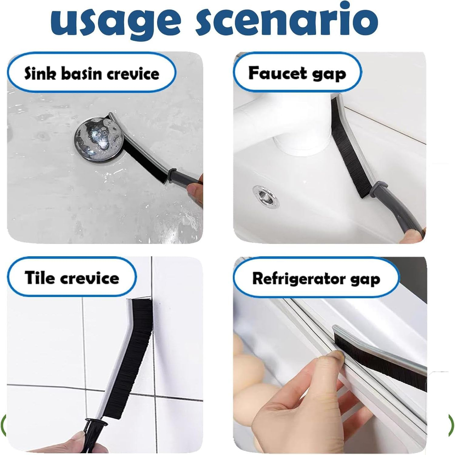 Shengsenfu Crevice Cleaning Brush Set, Multifunctional Cleaning Tools, Hard Bristle Crevice Brushes for Household Use, Bathroom Tiles & Kitchen Cleaner, Scrub Brush Tool for Hard-To-Reach Tight Space