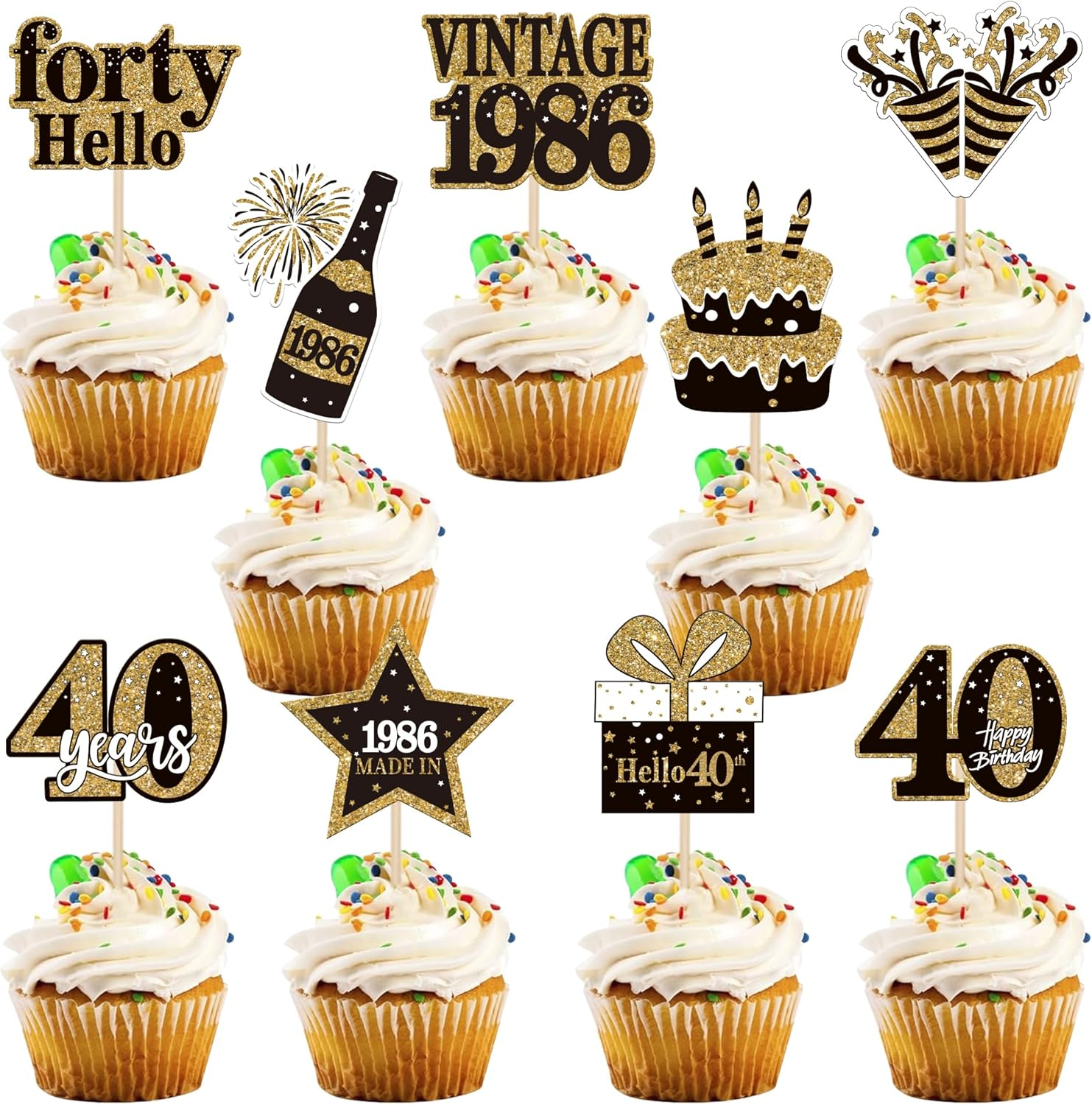 36 Pack Vintage 1956 Cupcake Toppers Cheers to 70Th Birthday Cupcake Picks Hello Seventy Birthday Cupcake Decorations for Happy 70Th Birthday Wedding Anniversary Party Supplies (70Th)
