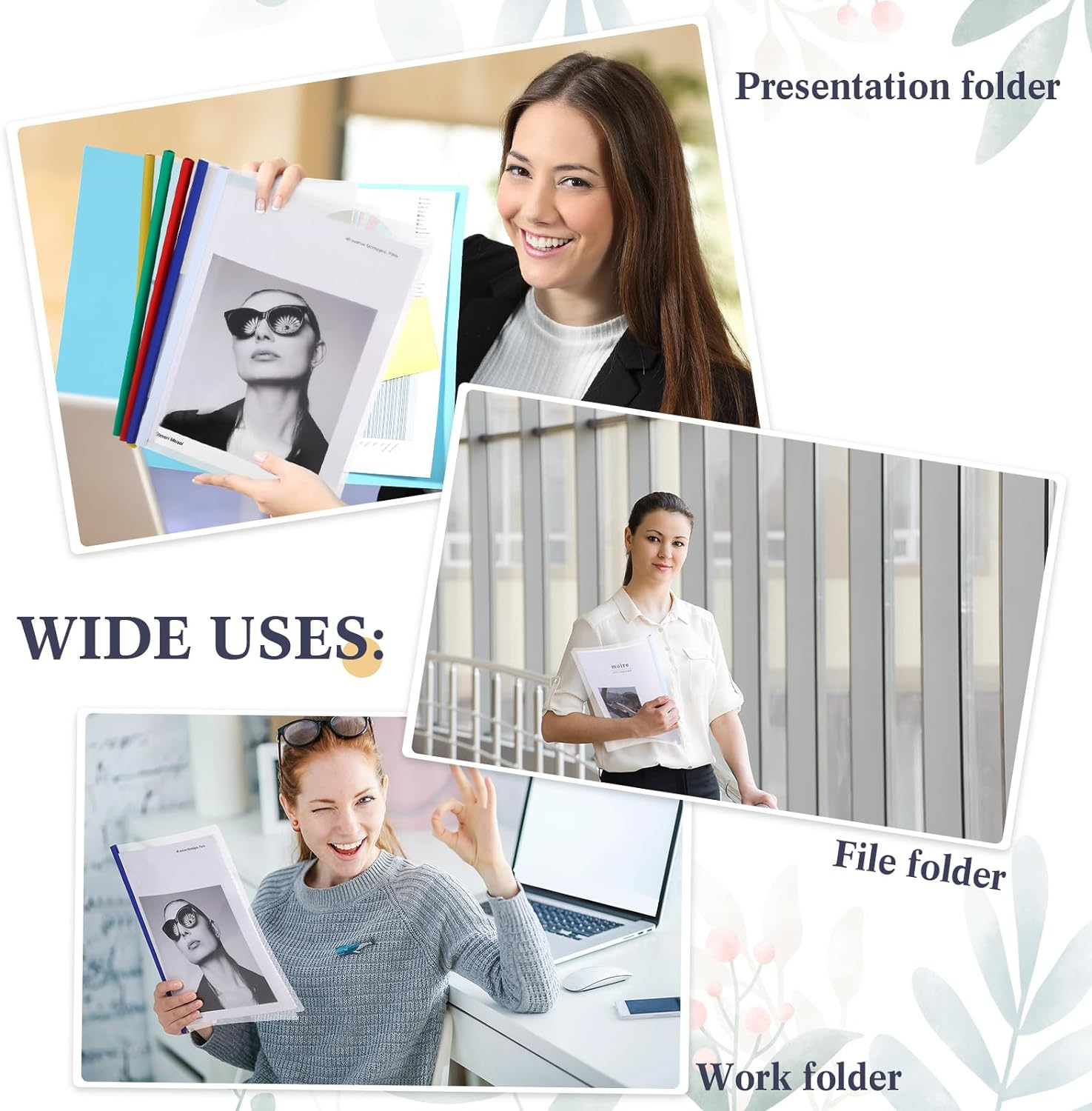 100 Pcs Clear Report Covers with Sliding Bar Clear Presentation Binder Transparent Resume Folder with 5 Colors Slider Bars Plastic Report Folder for File Report Paper Book Resume Letter School Office image number 2