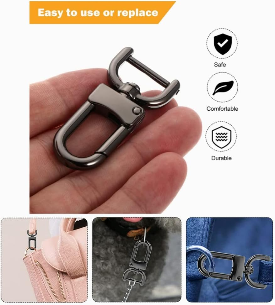 DACUAN 4Pcs Metal Bolt Snap Buckles D Ring Swivel Lobster Clasp Push Gate Snap Hooks Shoulder, Strap Clasp Clip for DIY Bag image number 2