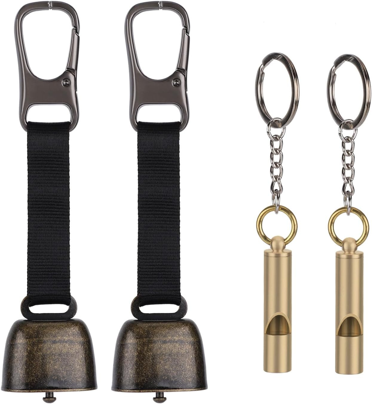 2 Pair Bear Bell and Whistle, Loud Bear Bell Emergency Whistle Bear Bells Carabiner for Hiking Camping Outdoor Fishing Climbing Mountain Bike Survival Travel image number 5