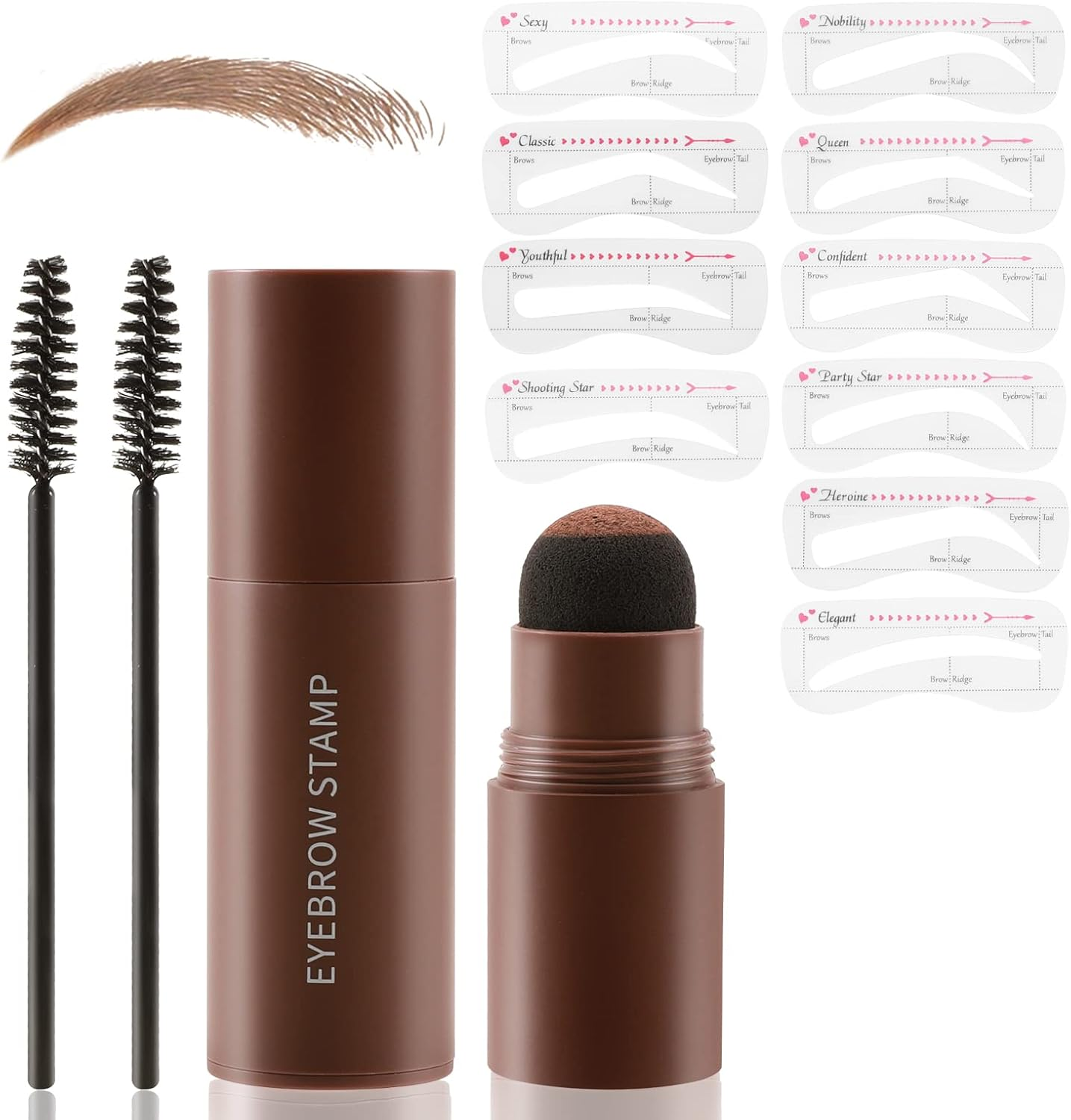 Boobeen Eyebrow Stamp, Eyebrow Stamp Stencil Shaping Kit, Eye Brow Filler Powder Long Lasting, Eyebrow Definer Makeup for Natural Brow