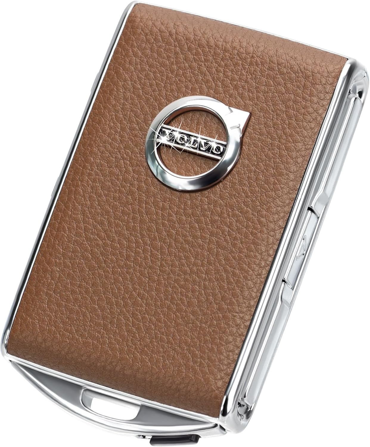 Car Key Case Fob Cover for Volvo XC90, XC60, XC40, S60, S90, V90, Polestar 1, Polestar 2, Polestar 3 Top Layer Cow Leather (Black)