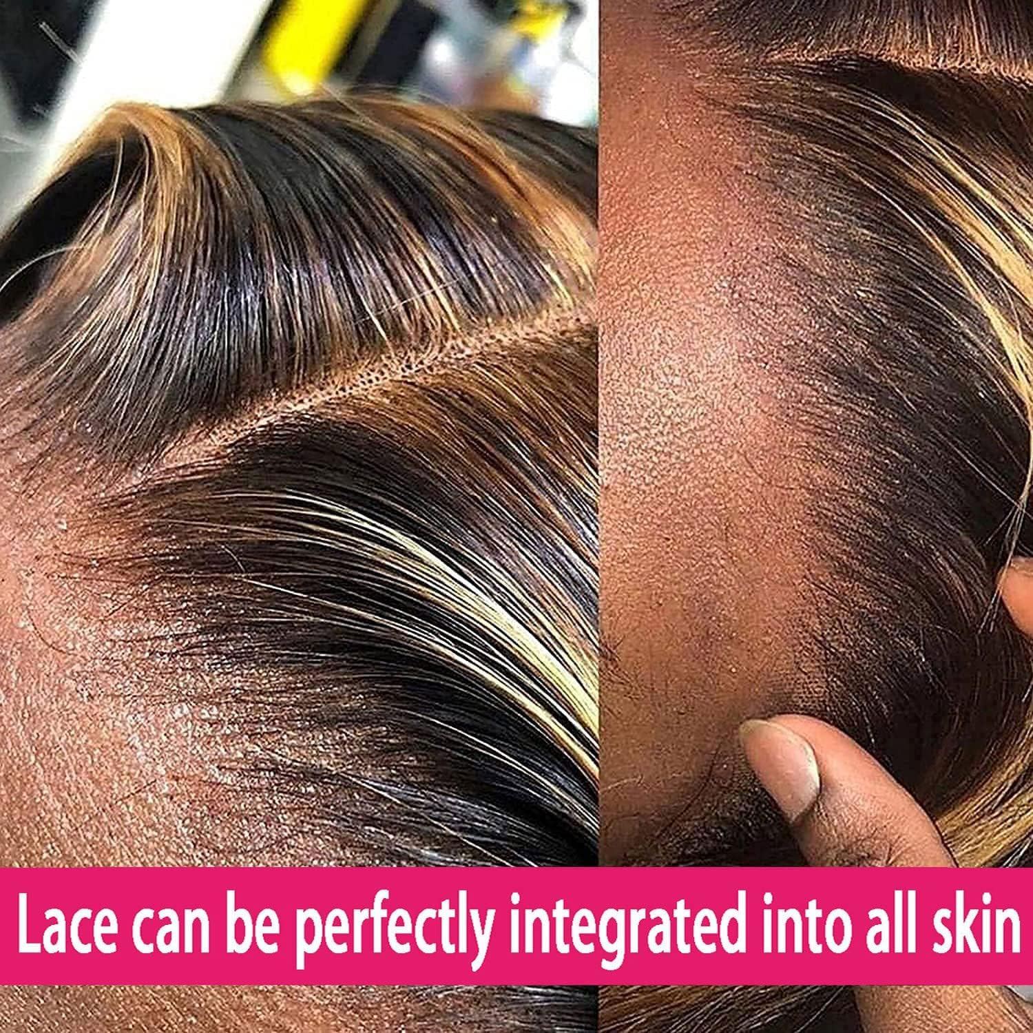 26 Inch Highlight HD Transparent Lace Front Wig Human Hair Pre Plucked 180% Density Glueless Flawless Hairline Curly Human Hair Wigs for Black Women 4/30 Coloured Wigs image number 2