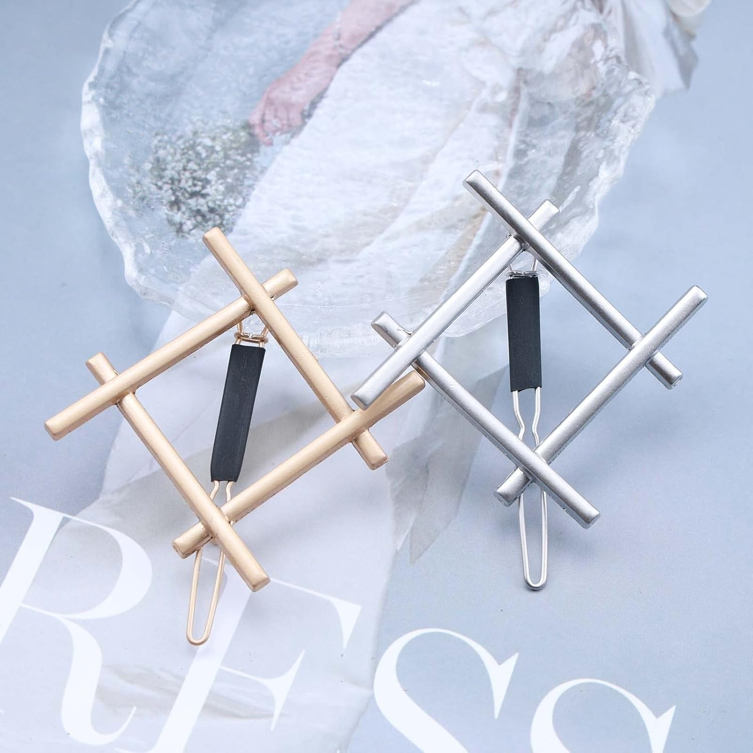 Yheakne Boho Square Silver Hollow Square Hair Clip Hair Clip Vintage Hair Clip Decorative Hair Clip Hair Accessories for Women and Girls (Square) image number 4