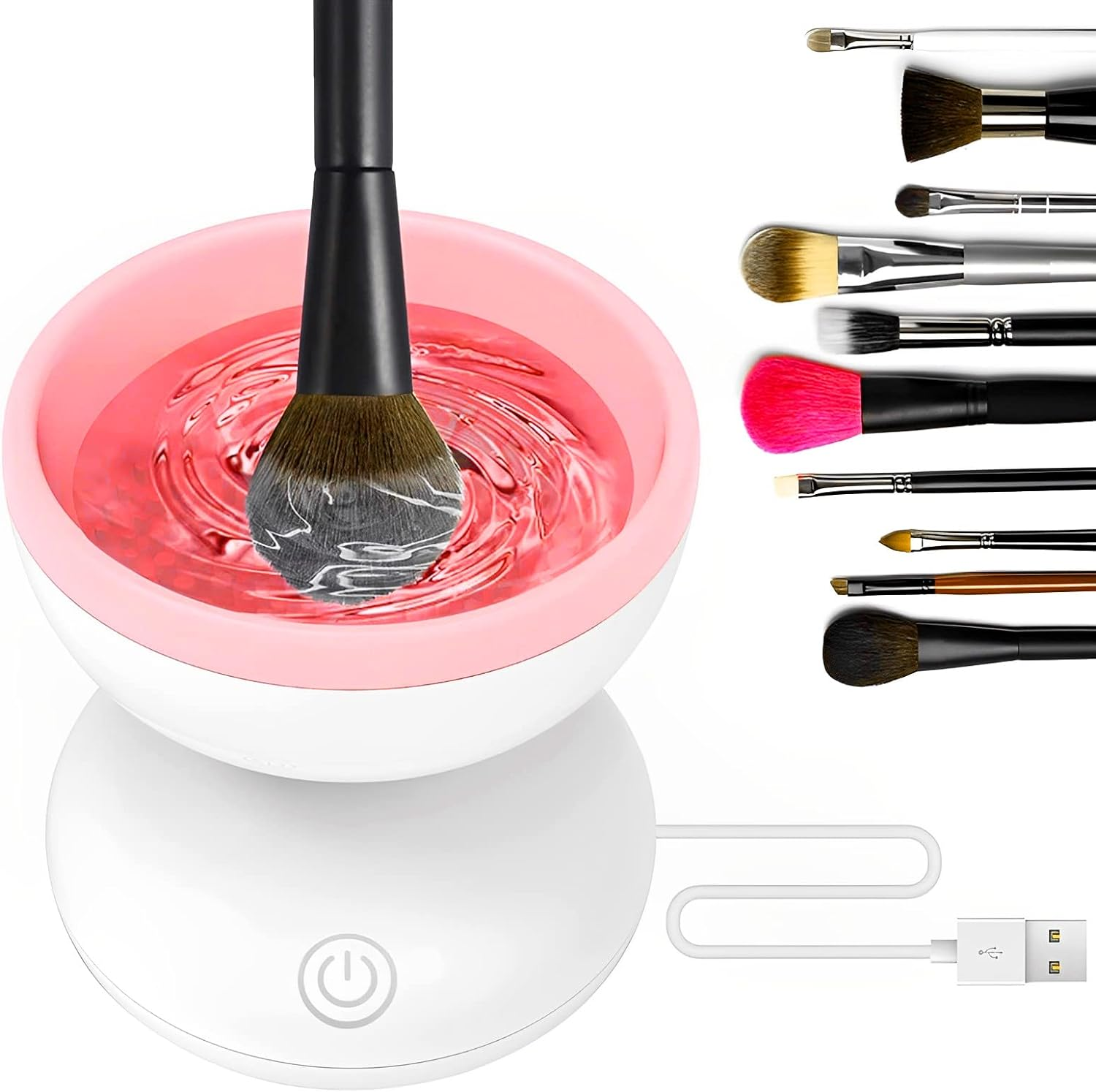 Electric Makeup Brush Cleaner, Automatic USB Makeup Brush Cleaner Machine, Time Saving Electric Cosmetic Brush Cleaner Deep Cleaning Automatic Makeup Brush Spinner for Makeup Brushes Home 3.5X3.5X3.5 In image number 3