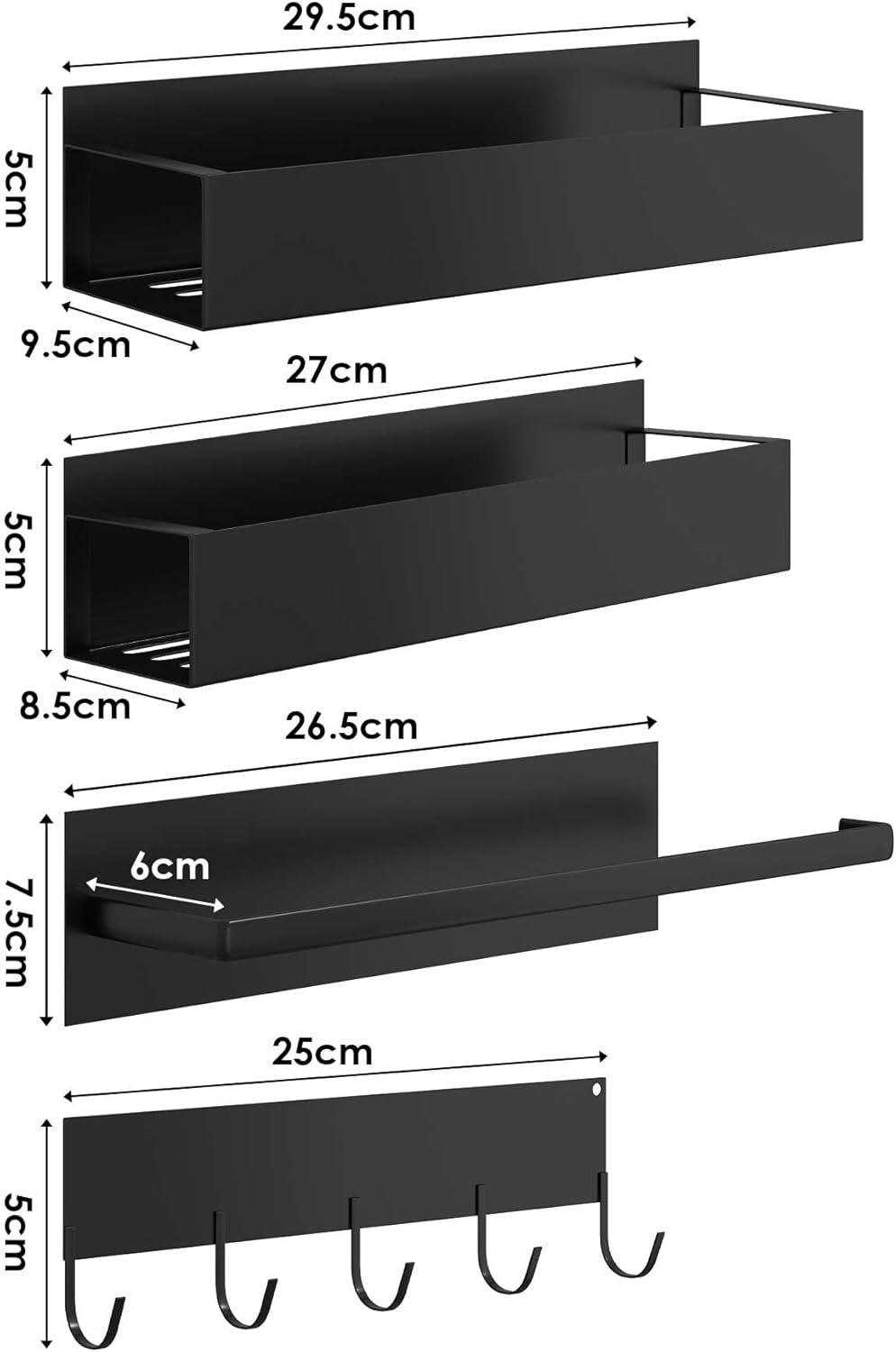 BREENHILL Magnetic Spice Rack,Spice Rack Organizer for Refrigerator, Moveable Magnetic Shelf for Fridge Organizer for Kitchen and Oven Organization (Black, 4 Pack) image number 1