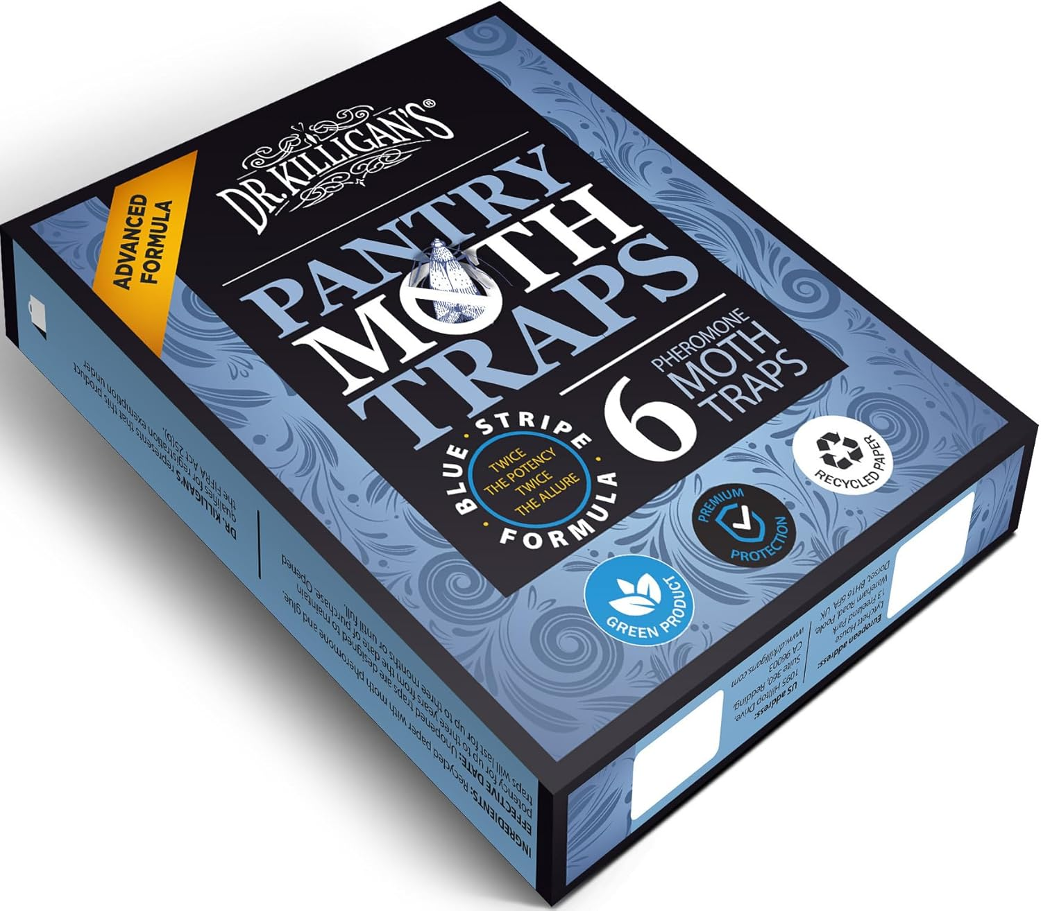 Dr. Killigan'S Premium Double Potent Pantry Moth Traps with Pheromones Prime, Indian Meal Moth Traps for House, How to Get Rid of Moths in House (6 Count, Blue) image number 3