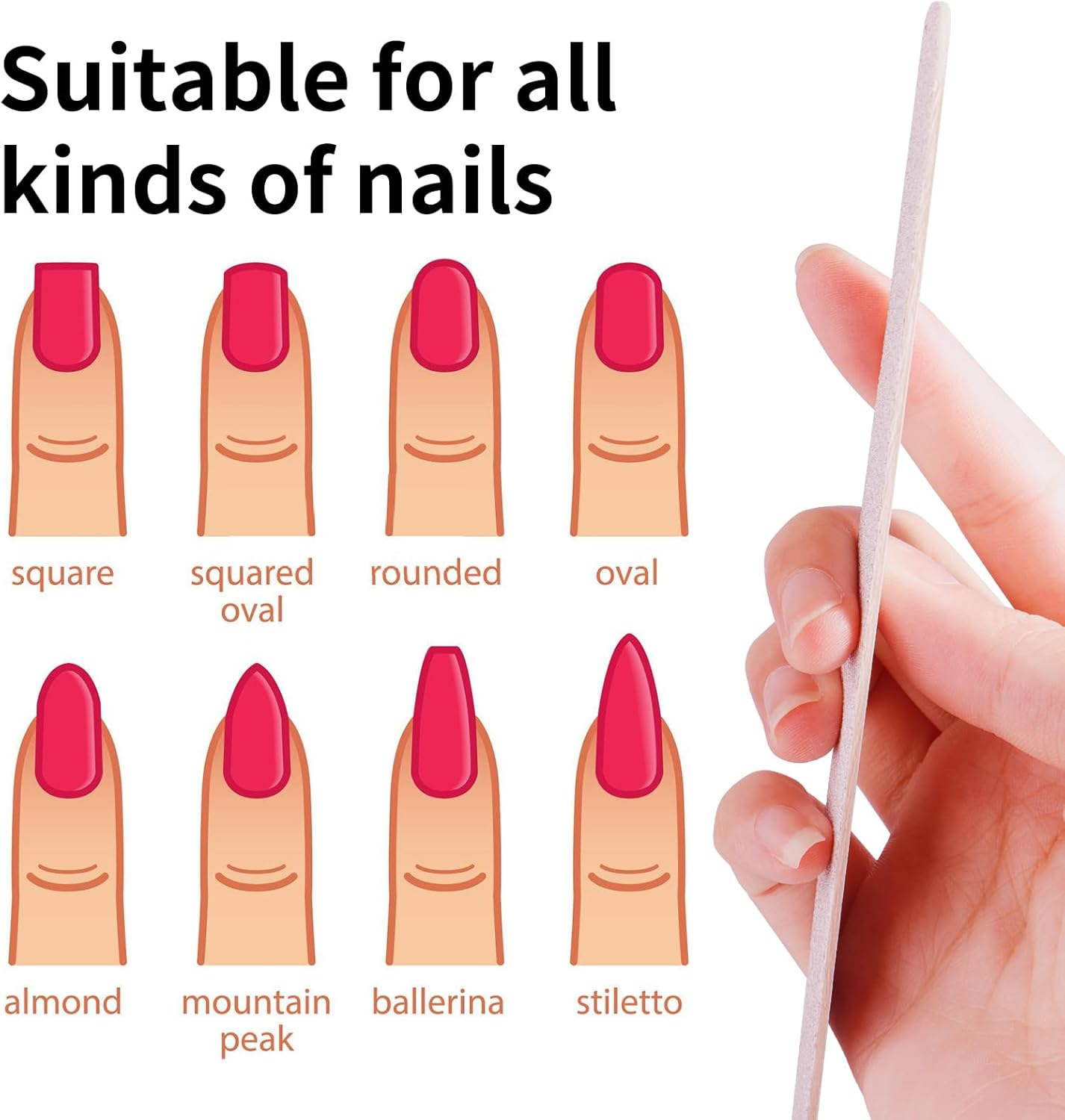 100/180 Grit Nail Files - 50 Pcs Grit Nail Files 100/180 for Acrylic Nails Files Bulk Double Sided Emery Board Reusable Files for Natural Nails image number 5