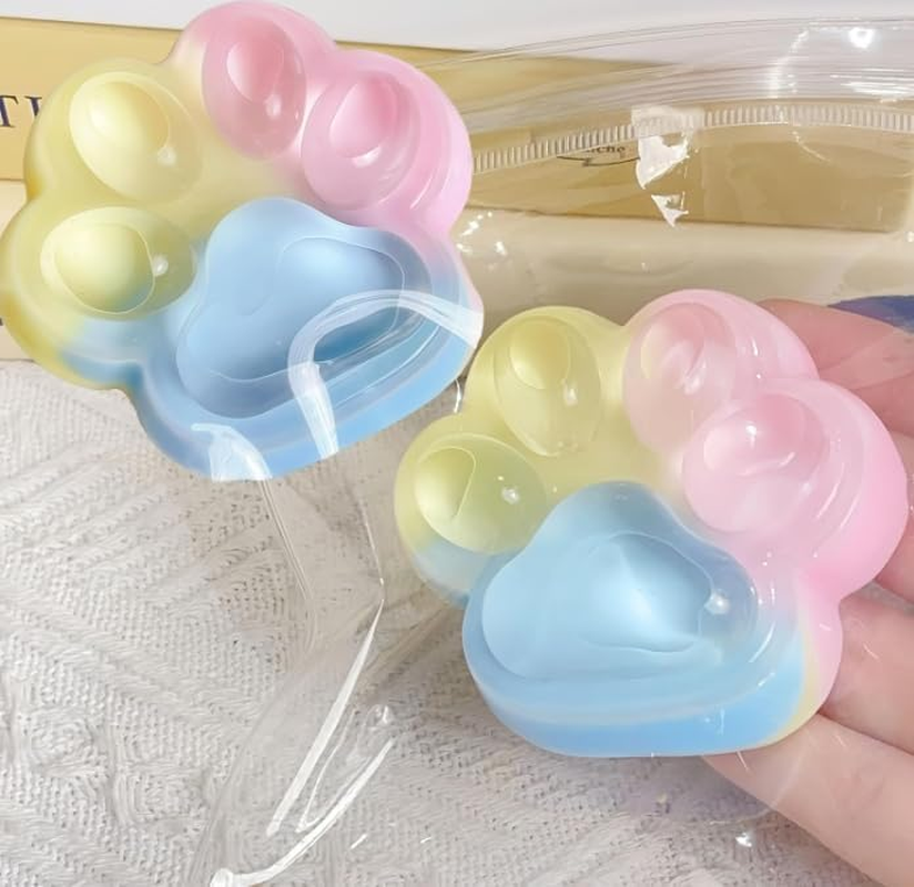 RUOXGZP 2PSC Cat Paw Squeeze Toys, Silicone Taba Big Cat Paw Squeeze Toy, Cute Soft Multicolor Cat Paw Squishys Sensory Toy, Stress Relief Slow Rebound Cat Paw Stress Balls,For Autism & ADHD Children image number 1