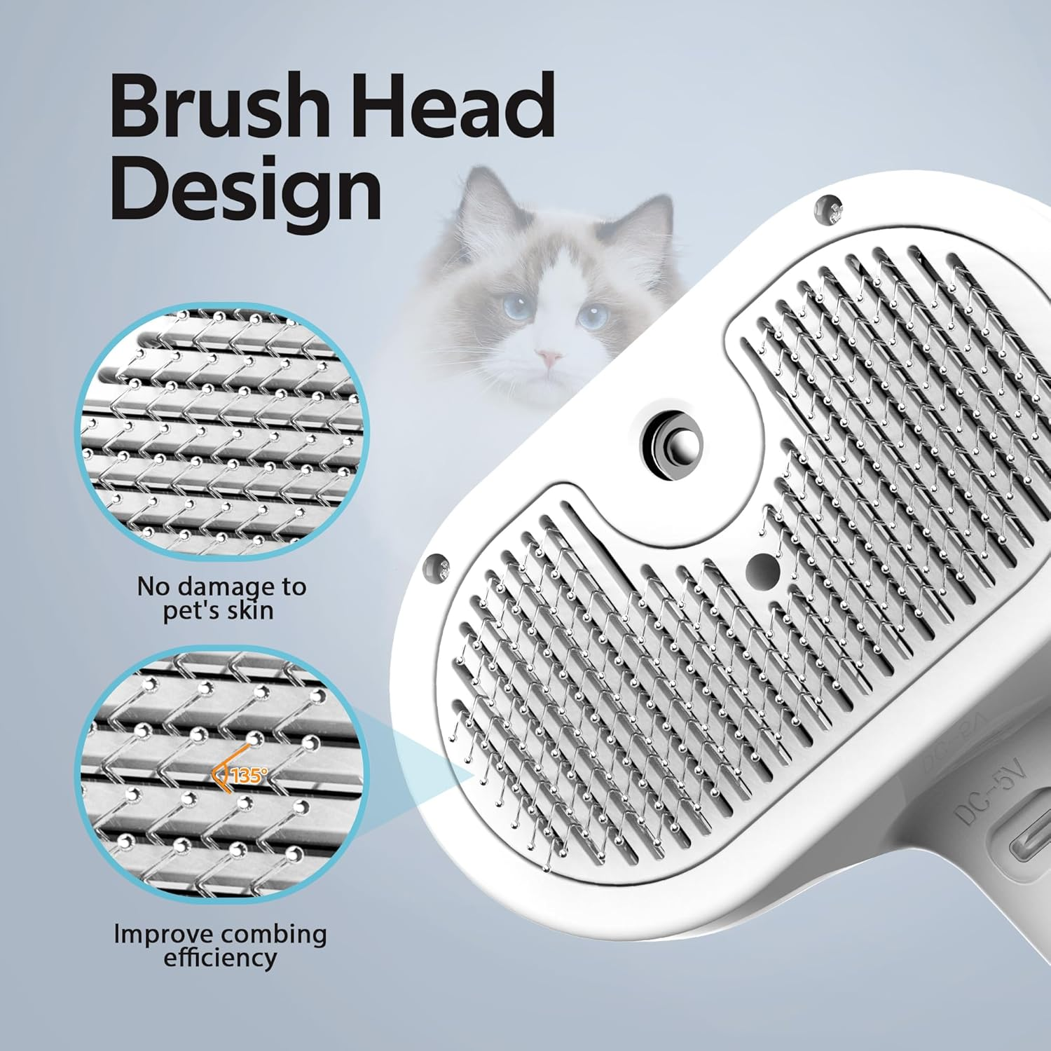 Pet Grooming Brush with Electronic Mist Spray - Gentle Deshedding Tool for Cats & Dogs, Reduces Shedding, Easy to Use, Soft Bristles, Promotes Healthy Coat-Comes with a Hair Smoothing Comb image number 1