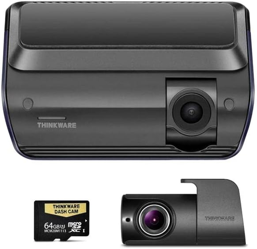 Thinkware Q1000D QHD Front and Rear Dash Camera with Dual Band Wi-Fi, Built-In GPS, Night Vision and 64GB Microsd Card