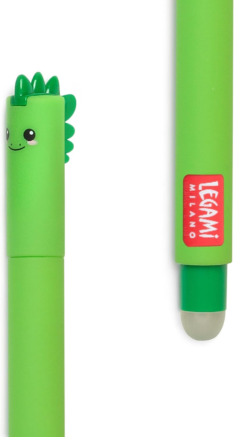 Legami Dino Erasable Gel Pen with Thermosensitive Green Ink and 0.7 Mm Tip | Integrated Ink Removal Ball | Rewritable Pen for School Office and Everyday Writing - Cats image number 6