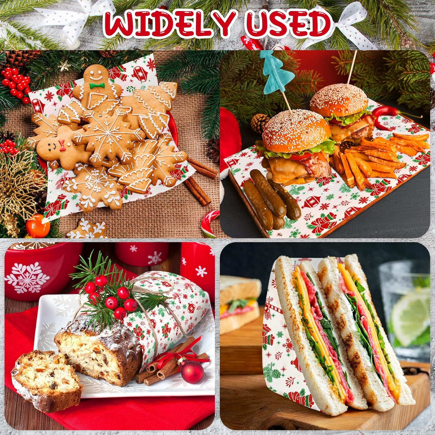 DERAYEE Christmas Wax Paper Sheets for Food image number 2