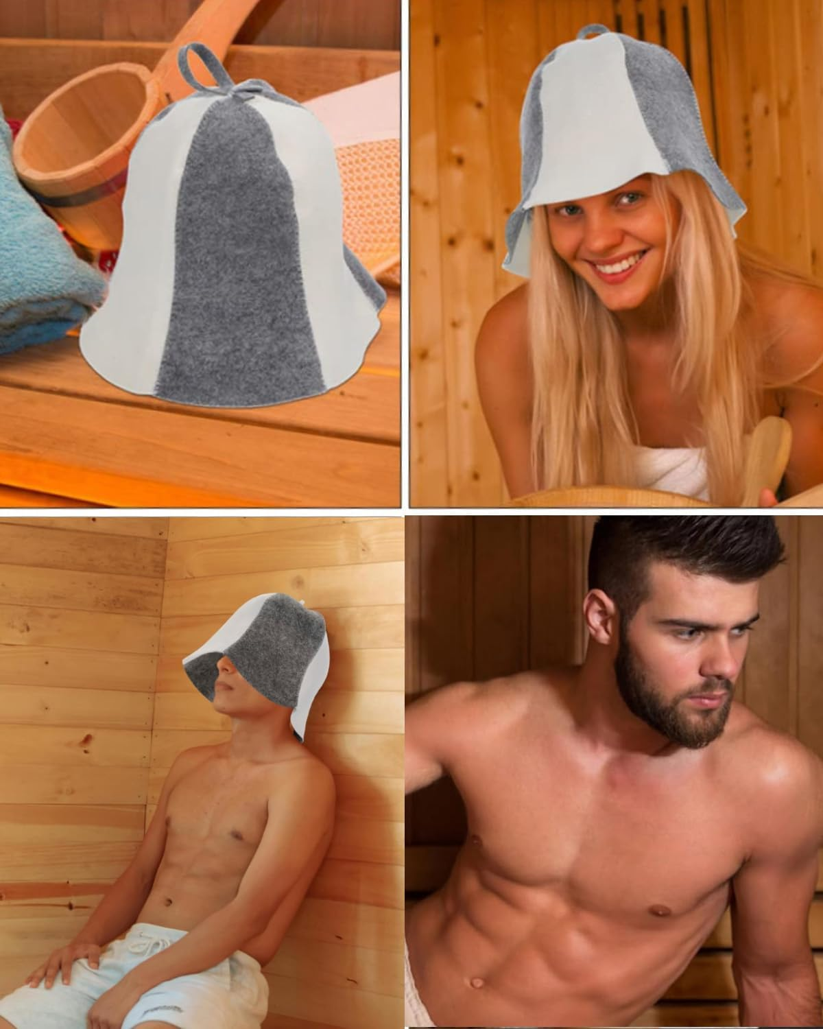 QLEUIFT 1 X Sauna Hat Felt Sauna Hat Sauna Hat Wool Sauna Felt Hat Sauna Cap Felt Cap Shower Cap Shower Cap for Men Women Sauna Shower Bathing Headwear image number 4
