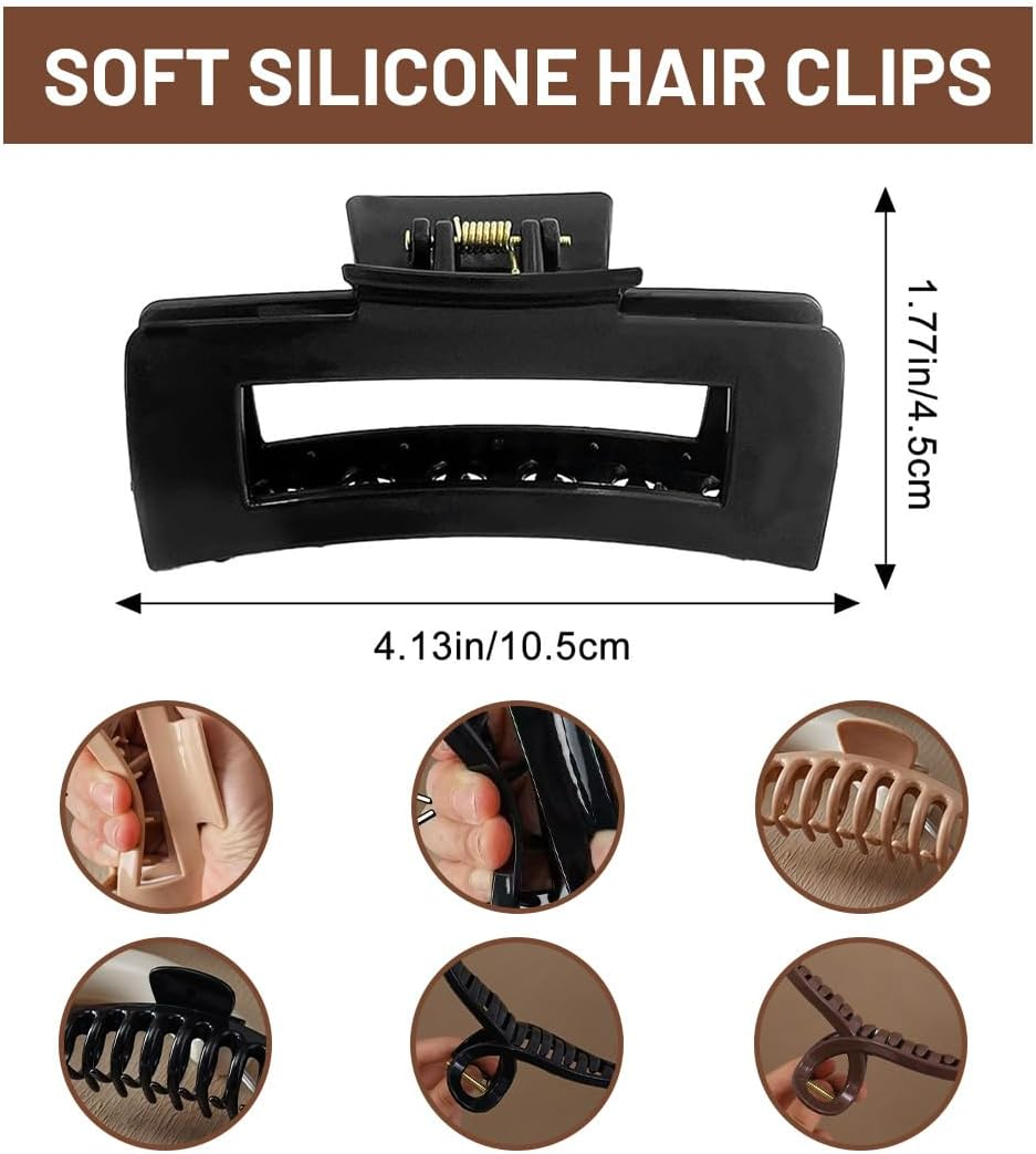 ROKZELT Pack of 6 Soft Hair Clips Women Cloud Clip Flexible Silicone Hair Clips Non-Slip Large Bendable Clip Soft Hair Clips for Thin and Thick Hair