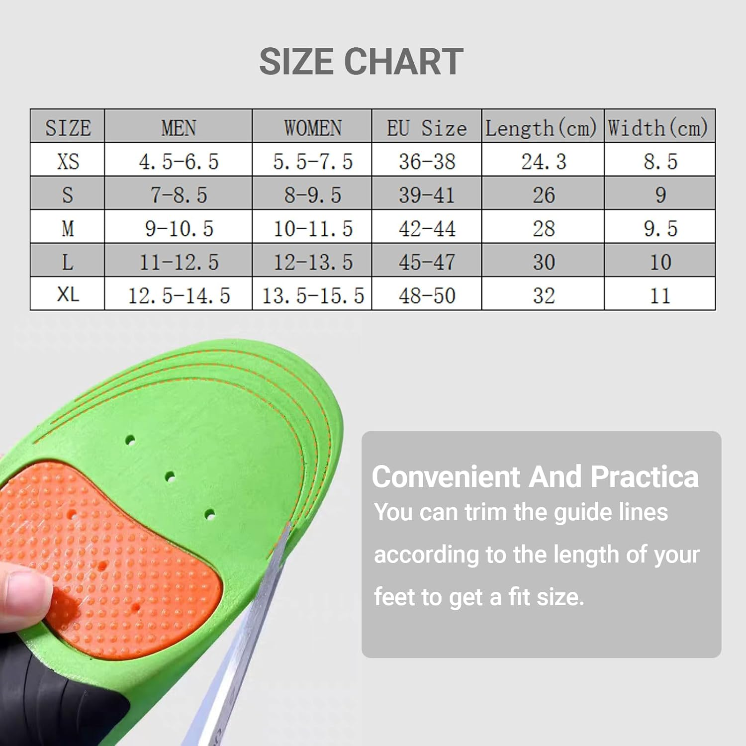Orthotic Insoles for Plantar Fasciitis & Heel Pain &ndash; HANHOST Premium Arch Support Insoles for Athletic Shoes, Dress Shoes & Casual Footwear &ndash; Men/Women (S: EU 39-41) image number 3