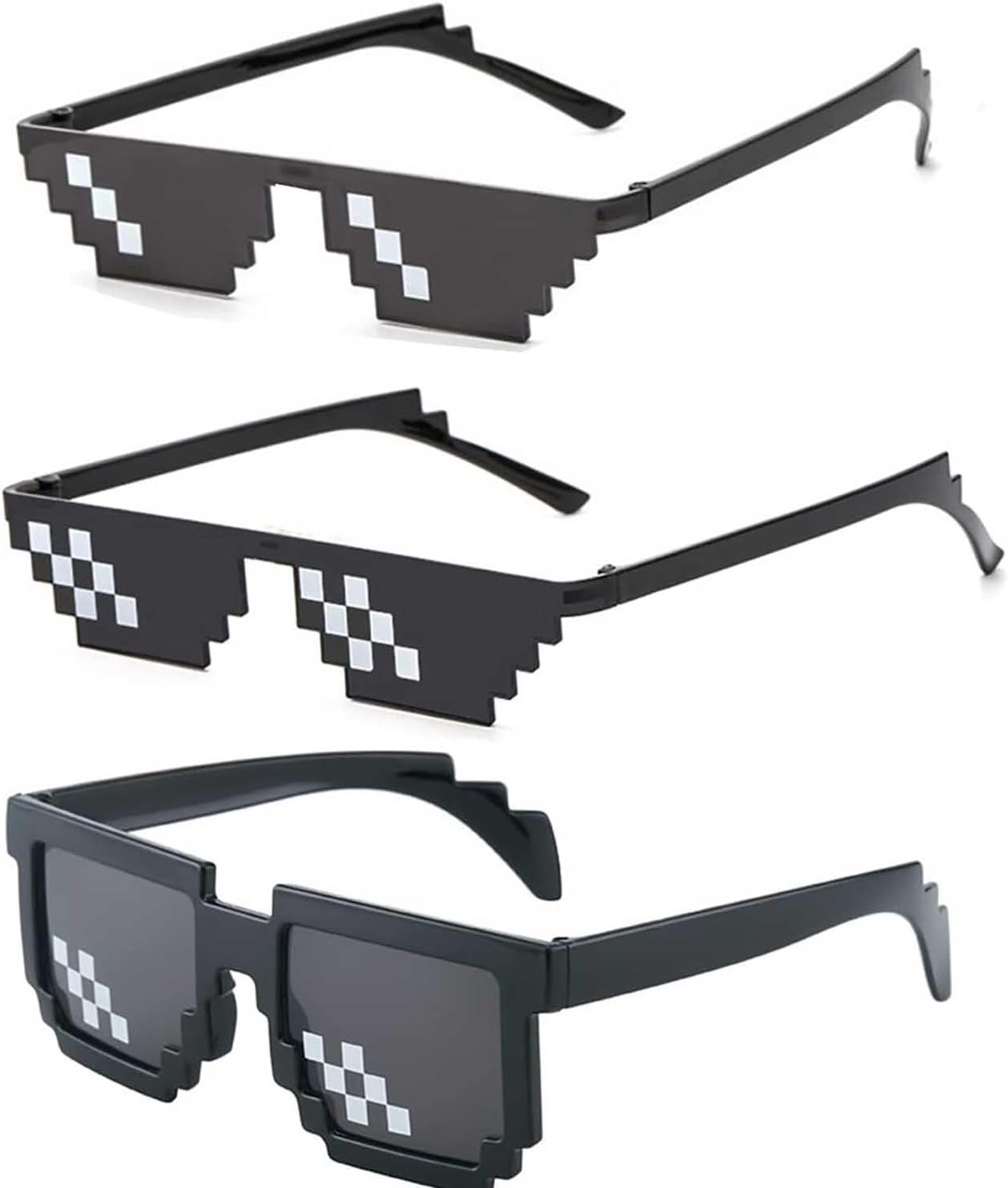 QYINXIU 3 Pack Thug Life Sunglasses, Men Women Kids Pixel Mosaic Glasses, MLG Shades for Photo Props or Halloween Party image number 5