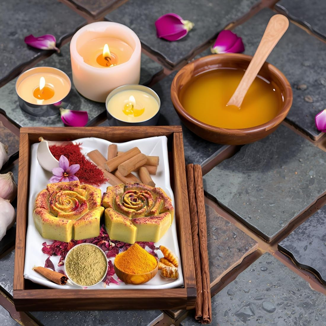 The Bath Stories Handmade Saffron Sandalwood Organic Ubtan Bath Soap 100 Gms.(Pack of 2) image number 3