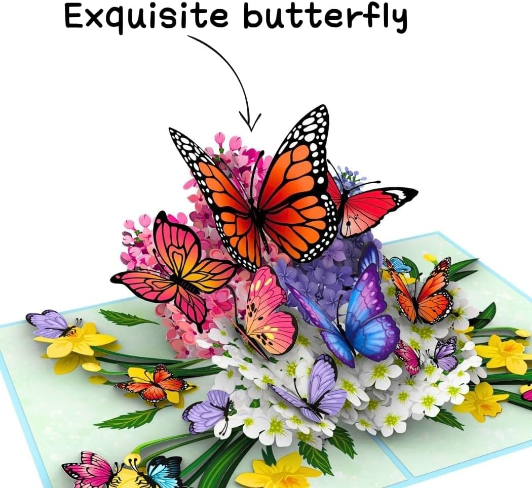 Absolutely Yours Mothers Day Card. Card for Mum, 3D Pop-Up Butterfly Greeting Card &ndash; Handmade Floral Design with Multiple Delicate Butterflies for Birthdays, Mother'S Day, Anniversaries & Special Occasions image number 6