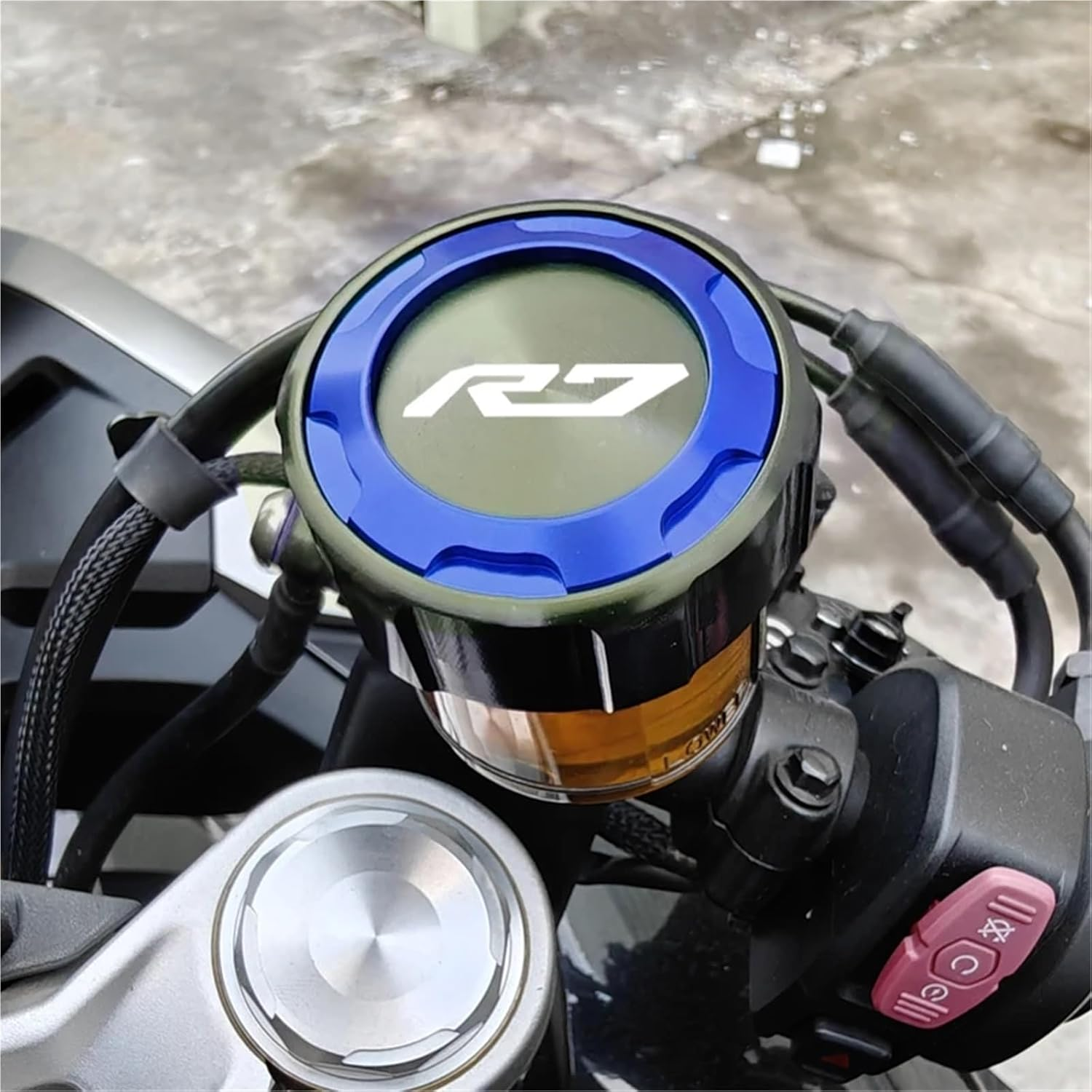 XINMINGYUE Fit for YAMAHA YZF R7 YZFR7 YZF-R7 2021-2024 Accessories Motorcycle Front and Rear Brake Fuel Tank Cap and Filler Cap Protection Accessories(M27 Blue)