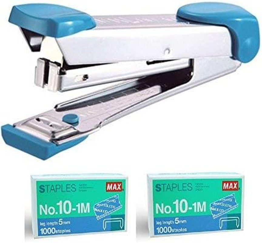 Max HD-10 Stapler Set with 2 Boxes (2000) Staples. Staple up to 15 Sheets of Normal Paper.