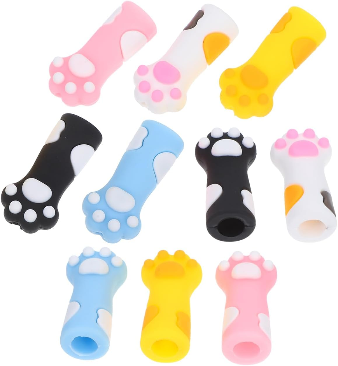 TEHAUX 10Pcs Knitting Needle Point Protectors, Silicone Needle Caps, Assorted Colors, Cartoon Cat Paw Design Knitting Needle Stoppers, Perfect for Home Crafting and Needlework Projects image number 4
