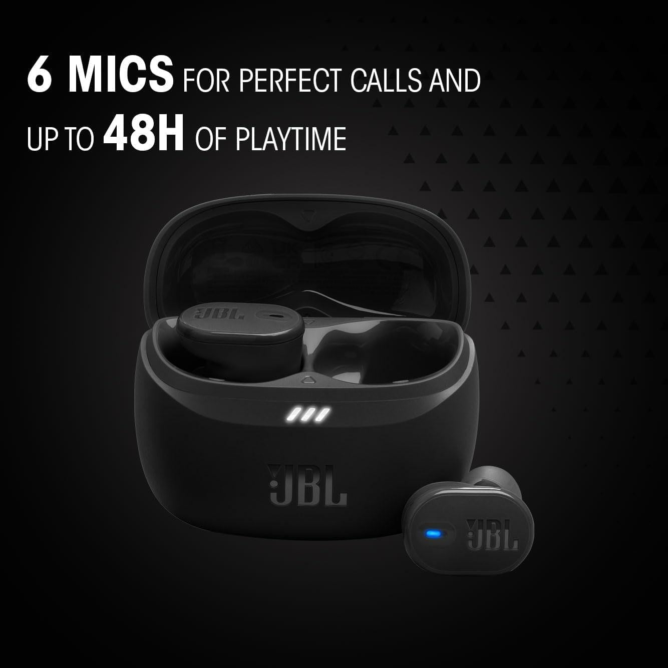 JBL Tune Buds 2, JBL Pure Bass Sound with Spatial Sound, Adaptive Noise Cancelling with Smart Ambient, 6 Mics for Perfect Calls and Customized Call Experience, Personi-Fi 3.0, Black image number 3